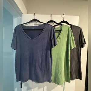Bundle of 3 AE women’s oversized distressed short sleeve t-shirts size XS
